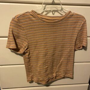 American Eagle top in a size L with tan, blue and white stripes